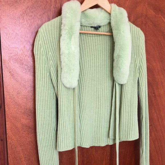 wild fable Sweaters - SOLD wild fable Faux-Fur Tie-Front Sweater / Medium / Green